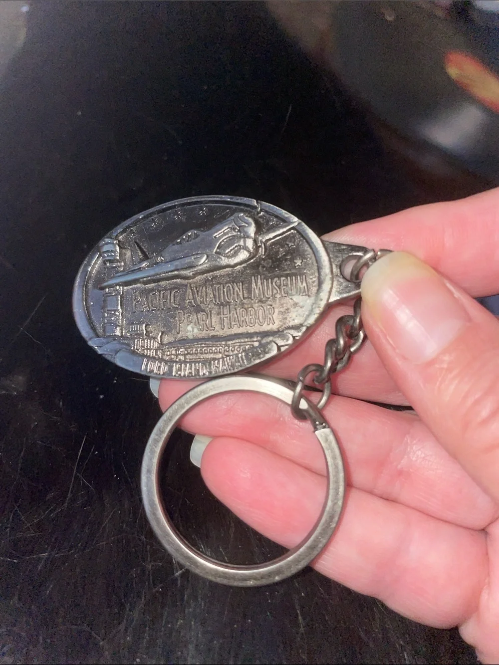 PEARL HARBOR Pacific Aviation Museum Promo keyring keychain tag brushed gunmetal